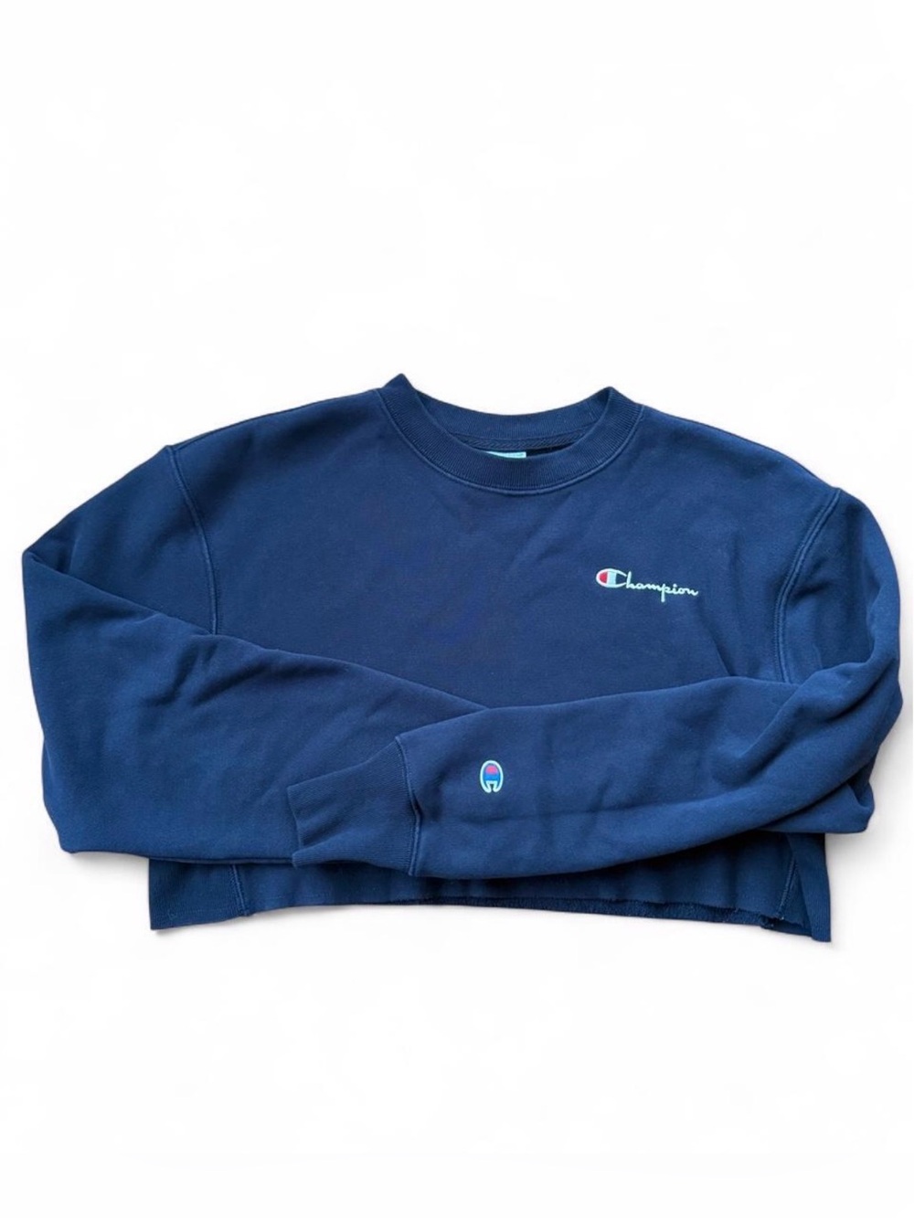 Champion Navy Cropped Crewneck Sweatshirt